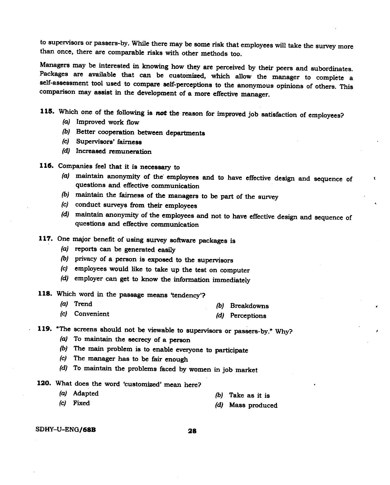 BSMFC Recovery Agent Previous Papers PDF for General English - Page 28