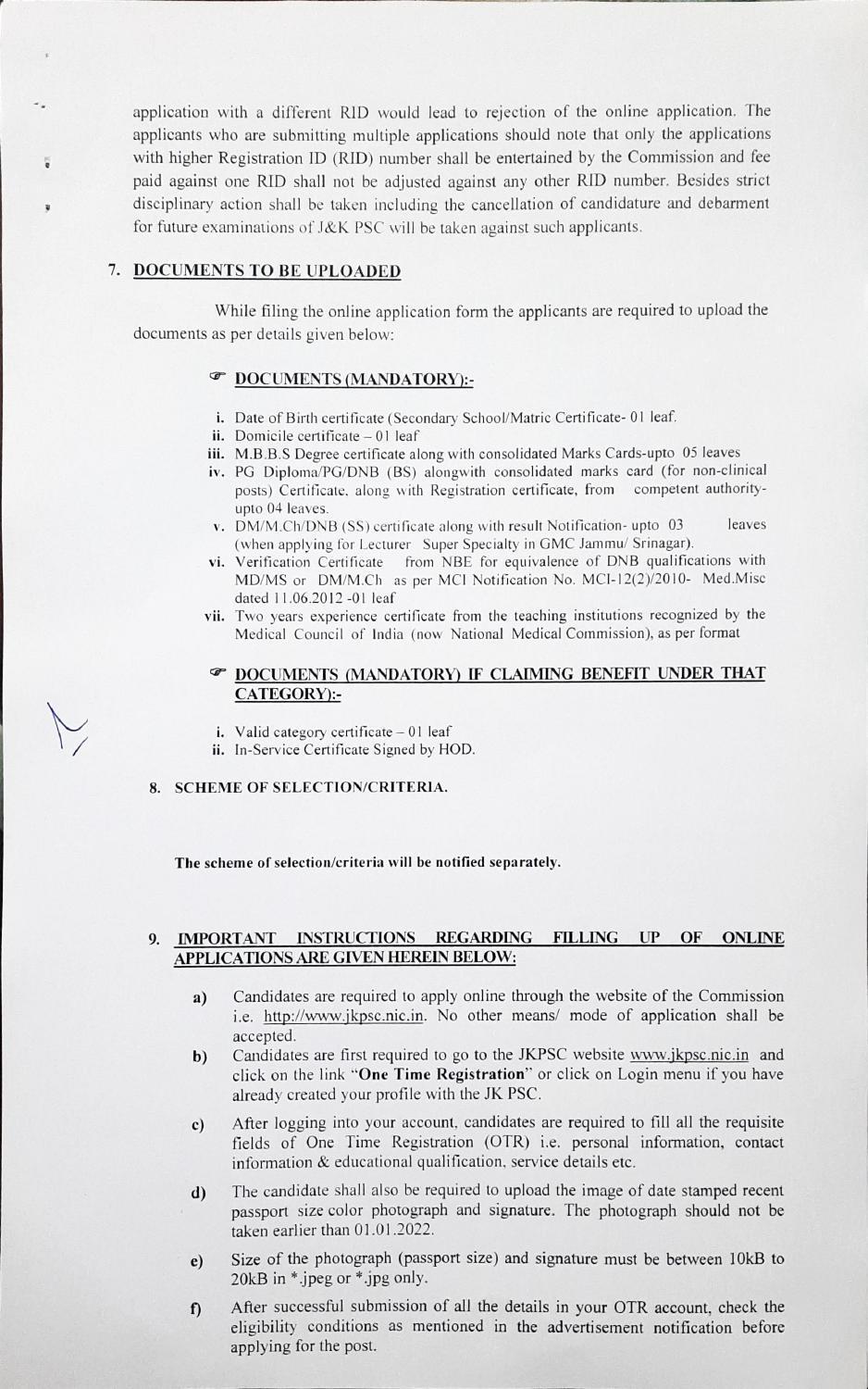 Jammu and Kashmir Public Service Commission Invites Application for 136 Assistant Professor Recruitment 2023 - Page 9