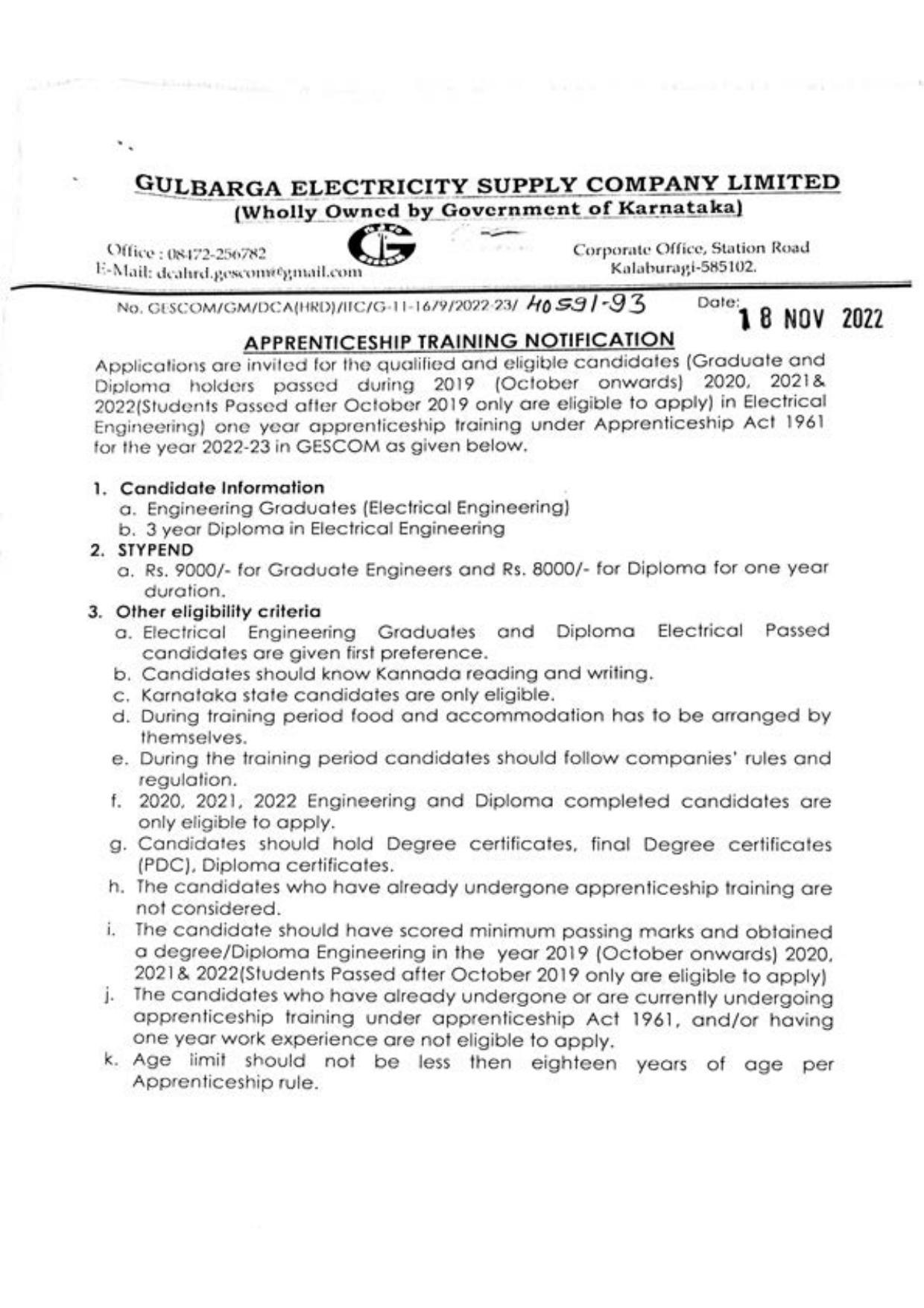 GESCOM Invites Application for Apprenticeship Training Recruitment 2022 - Page 3