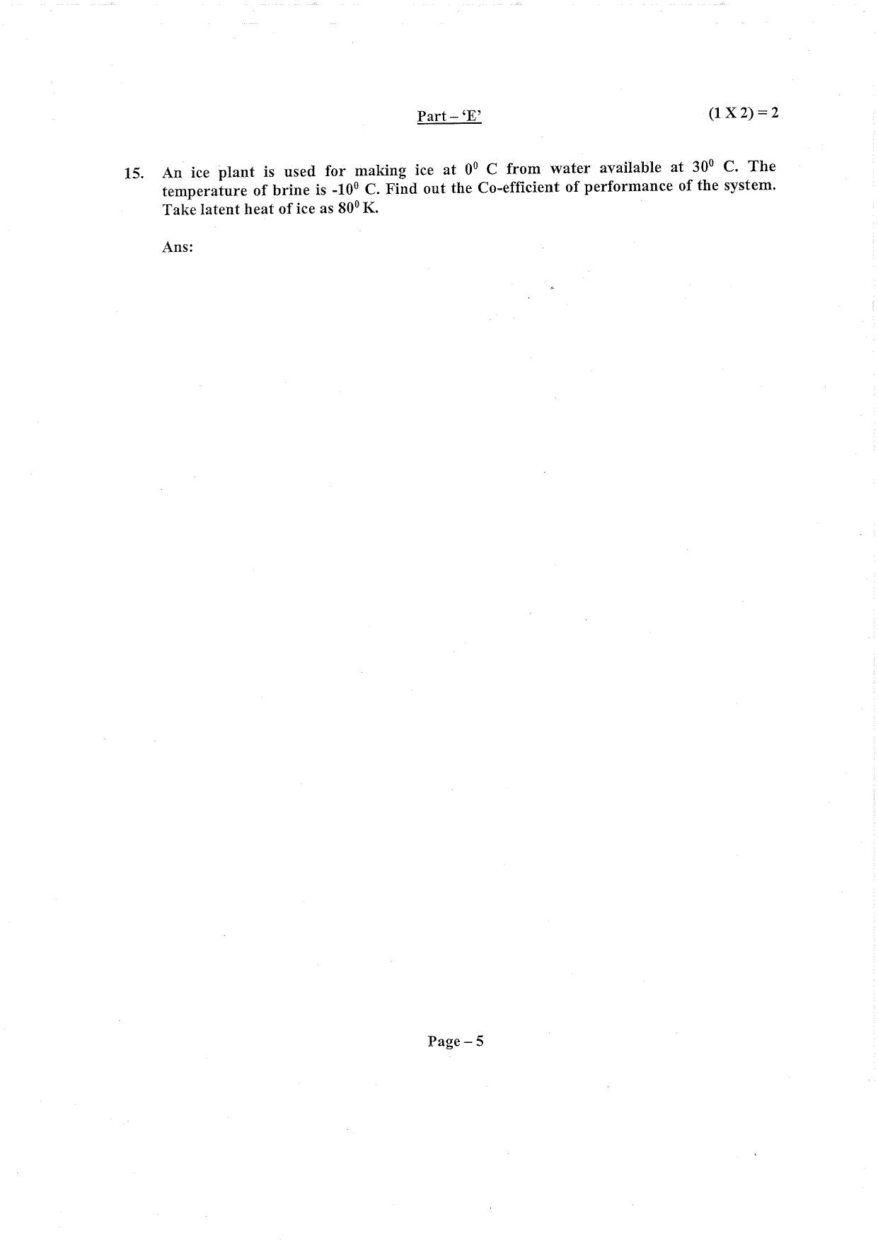 Question Paper of Technician ‘A’ (Refrigeration & Air Conditioning) - Page 5