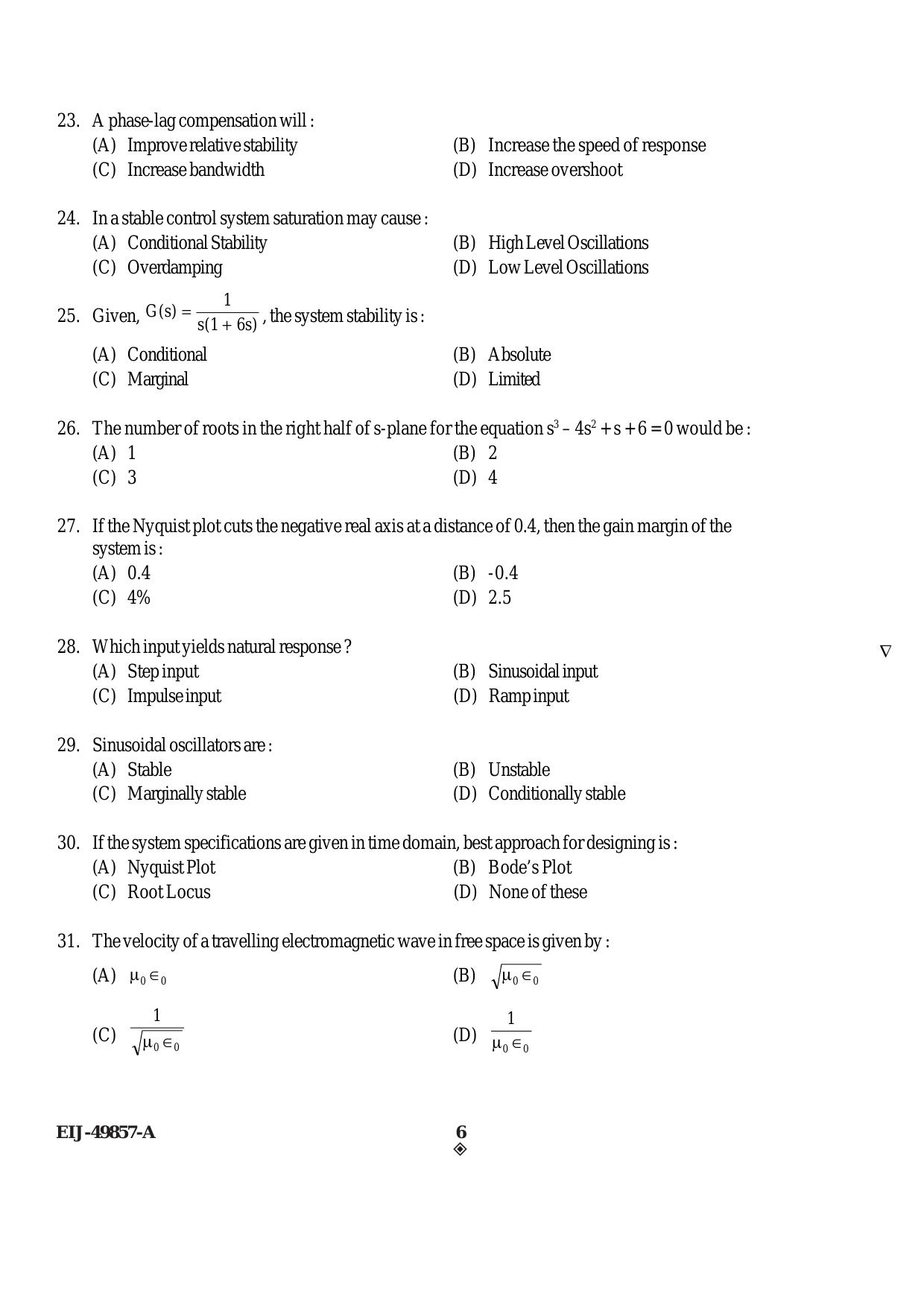 SEBI Officer Electrical Engineering Previous Paper - Page 6