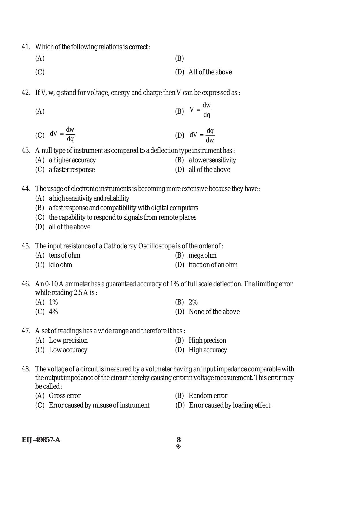 SEBI Officer Electrical Engineering Previous Paper - Page 8