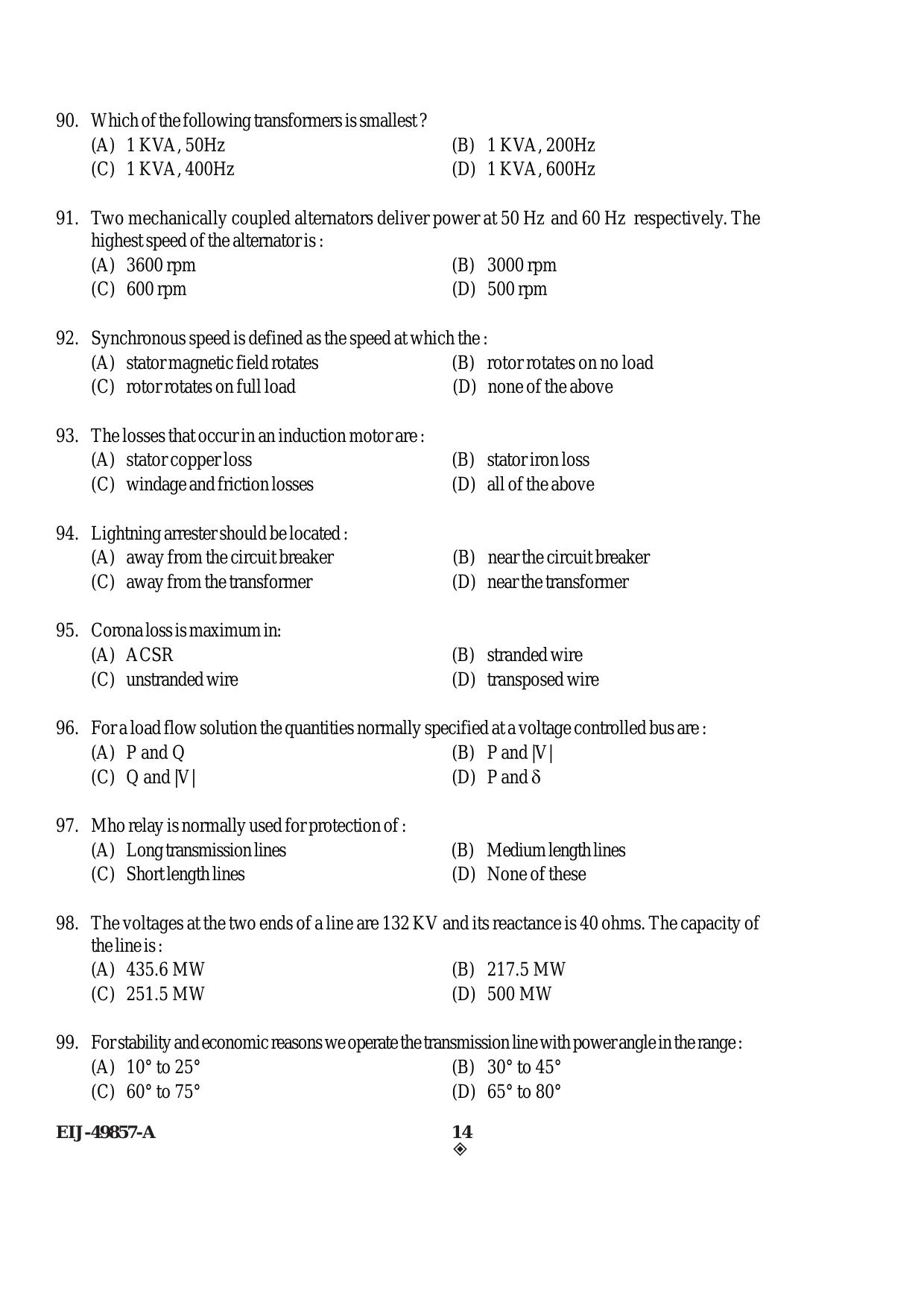 SEBI Officer Electrical Engineering Previous Paper - Page 14