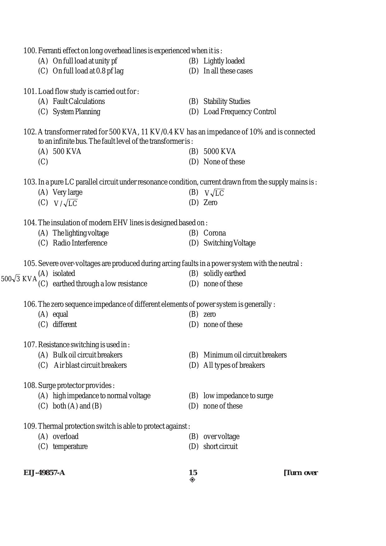 SEBI Officer Electrical Engineering Previous Paper - Page 15