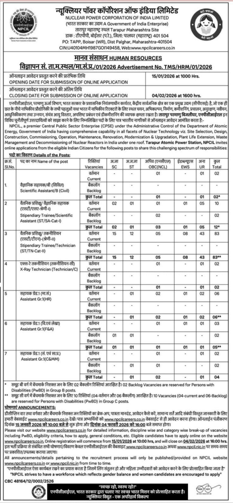 NPCIL Recruitment 2026 – Apply Online for 116 Posts - Page 1