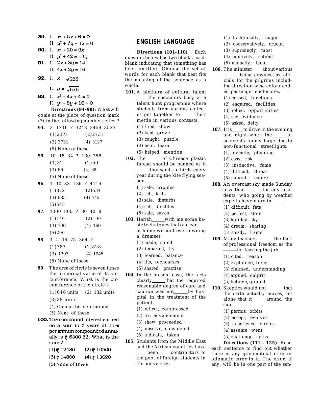 IBPS SO English Language Old Paper - Page 3