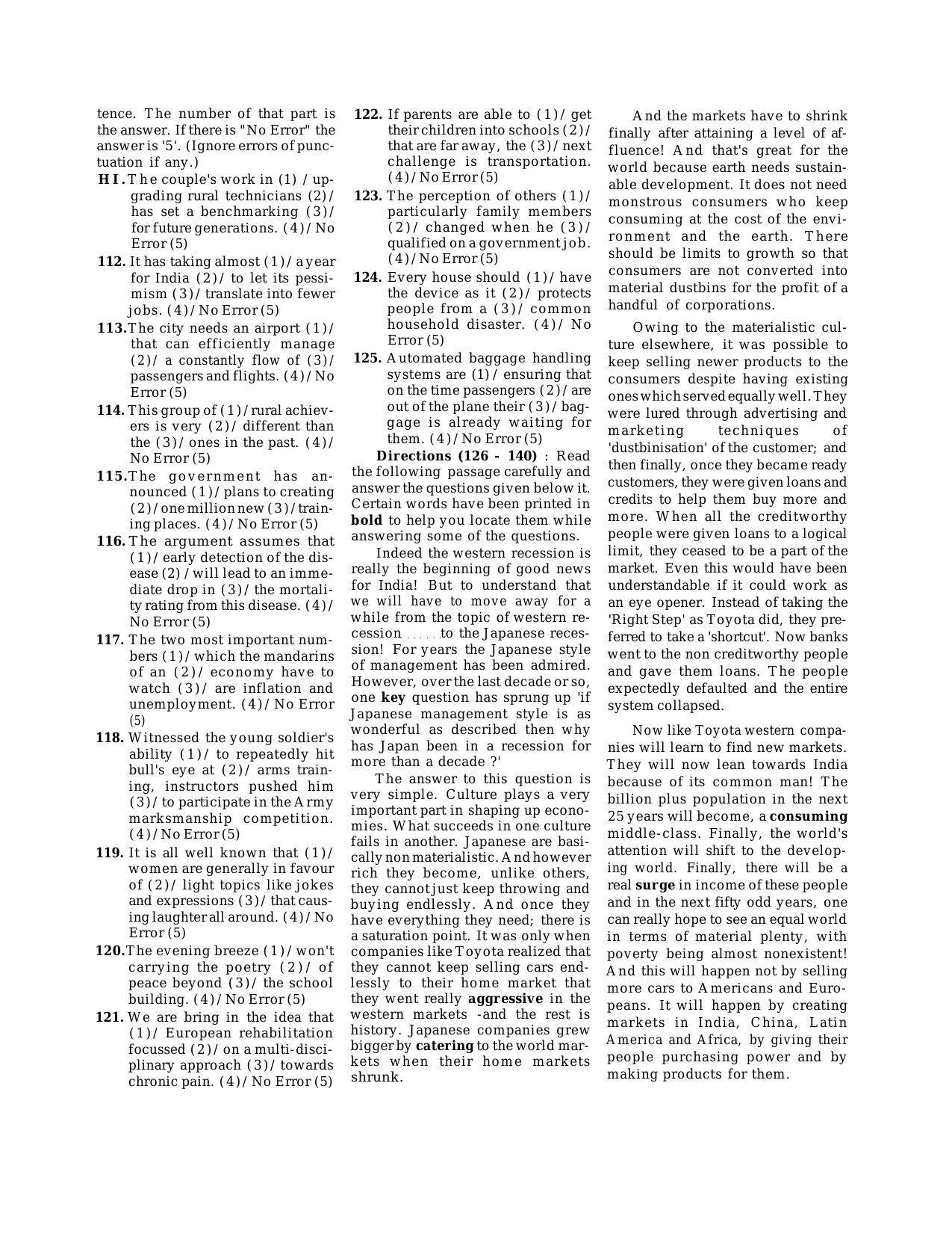 IBPS SO English Language Old Paper - Page 1