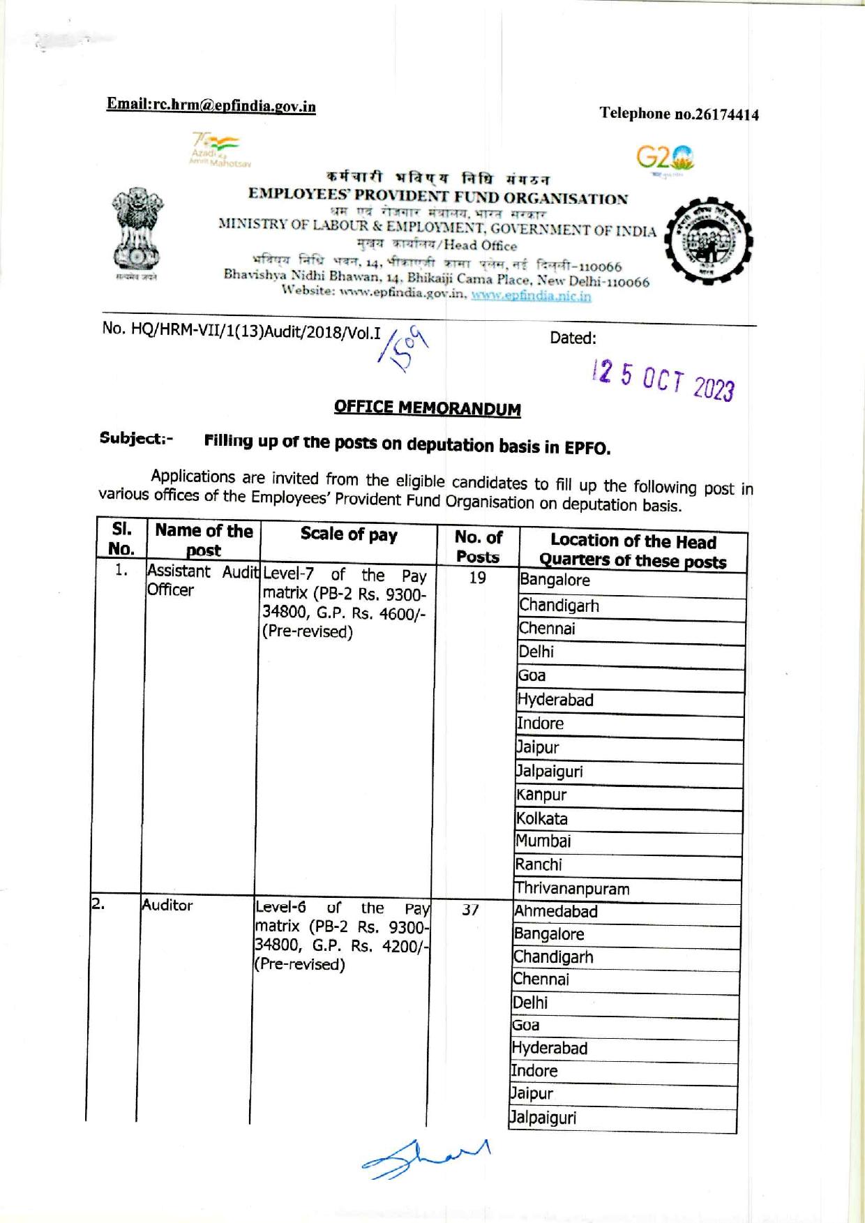 Employees Provident Fund Organization (EPFO) Assistant Audit Officer and Auditor Recruitment 2023 - Page 3