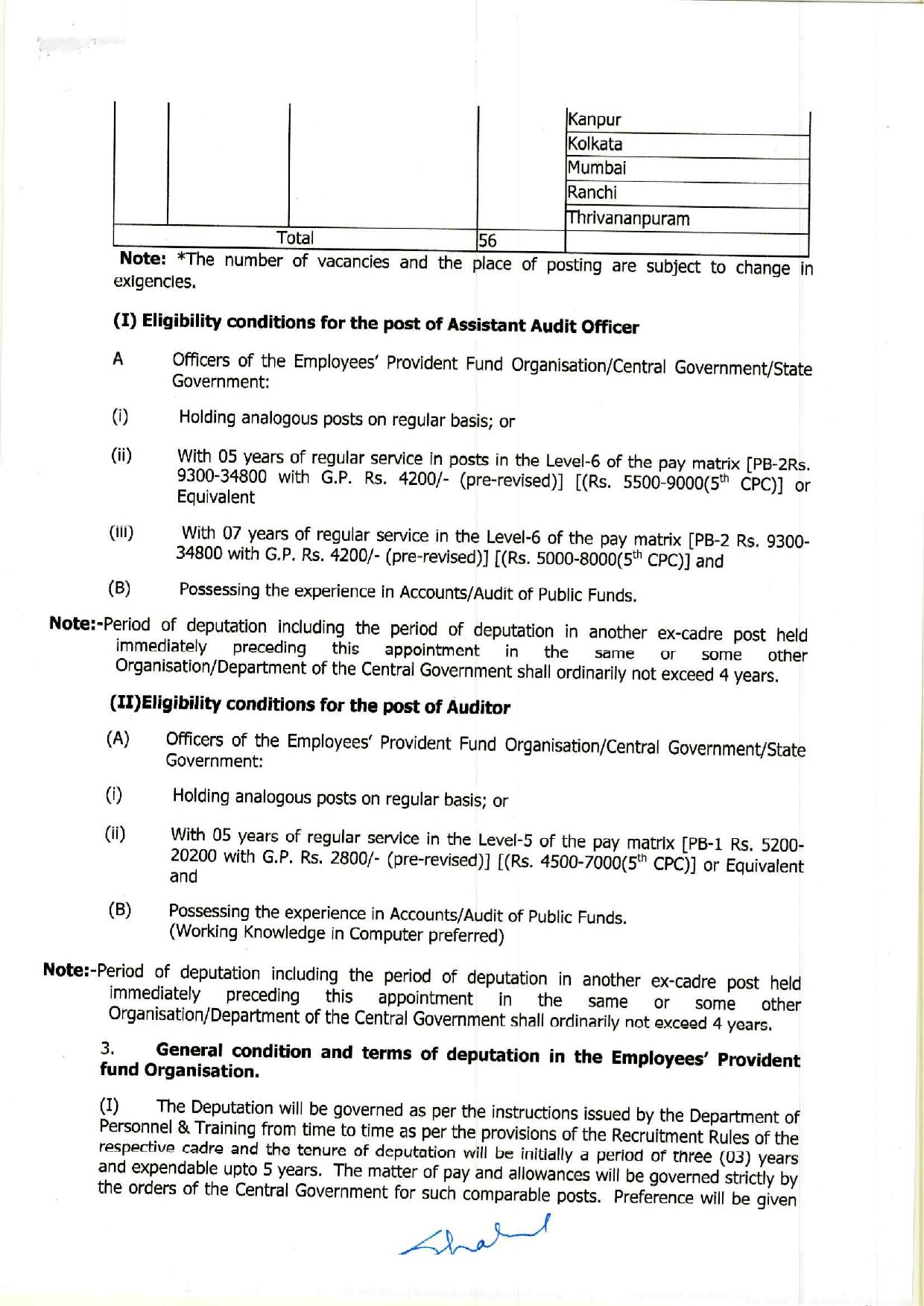 Employees Provident Fund Organization (EPFO) Assistant Audit Officer and Auditor Recruitment 2023 - Page 1