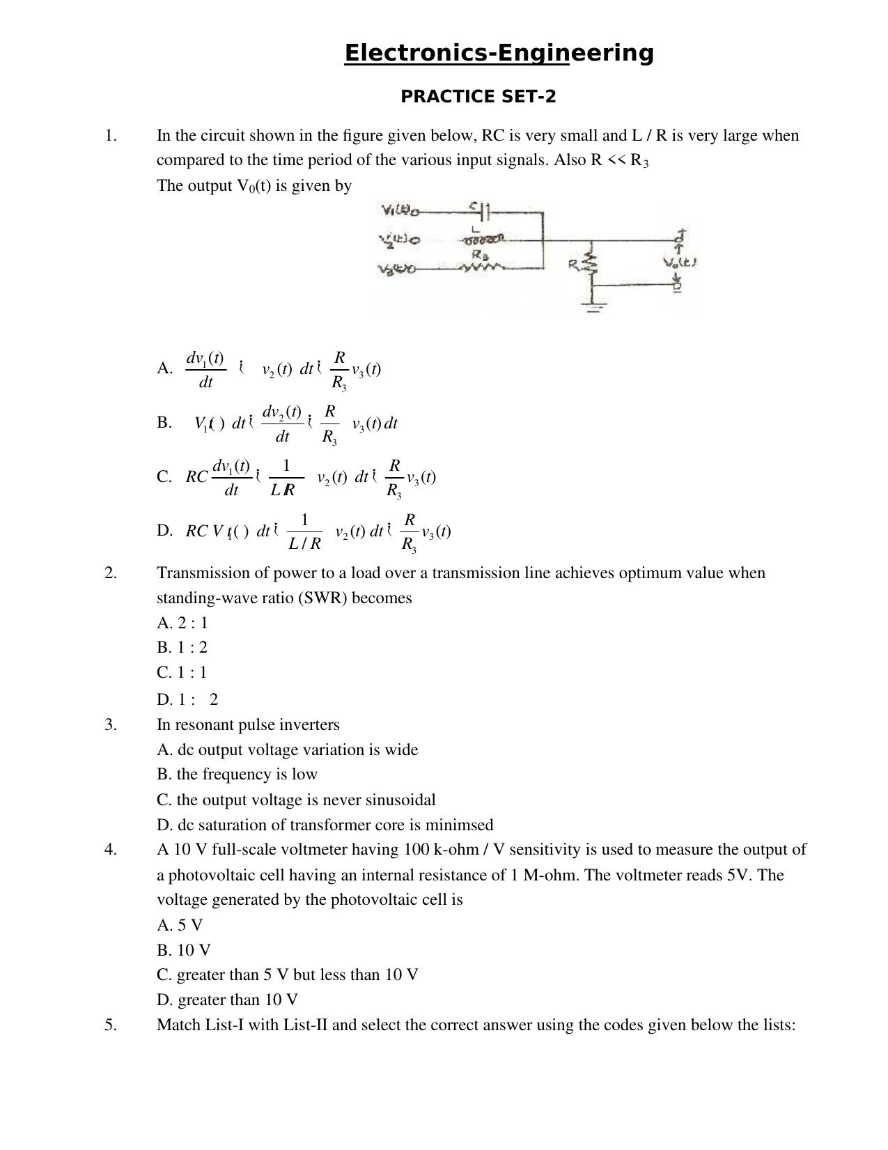 TNPSC Assistant System Engineer Previous Papers Electronics & Communications - Page 1