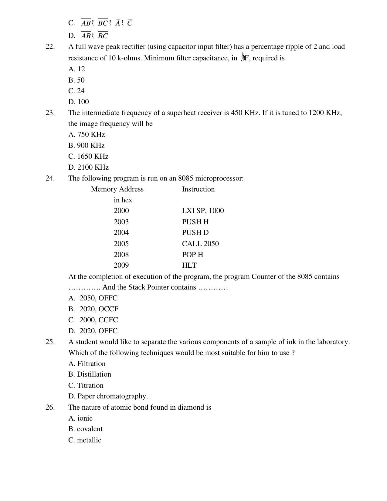 TNPSC Assistant System Engineer Previous Papers Electronics & Communications - Page 6