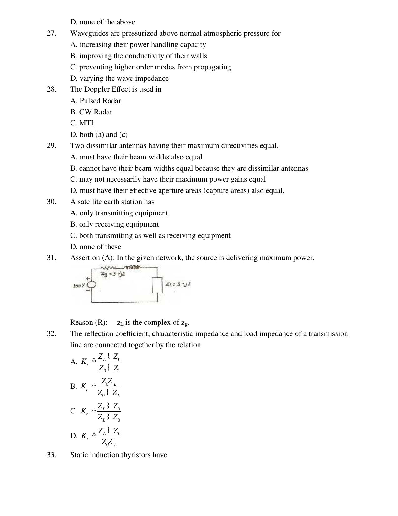 TNPSC Assistant System Engineer Previous Papers Electronics & Communications - Page 7