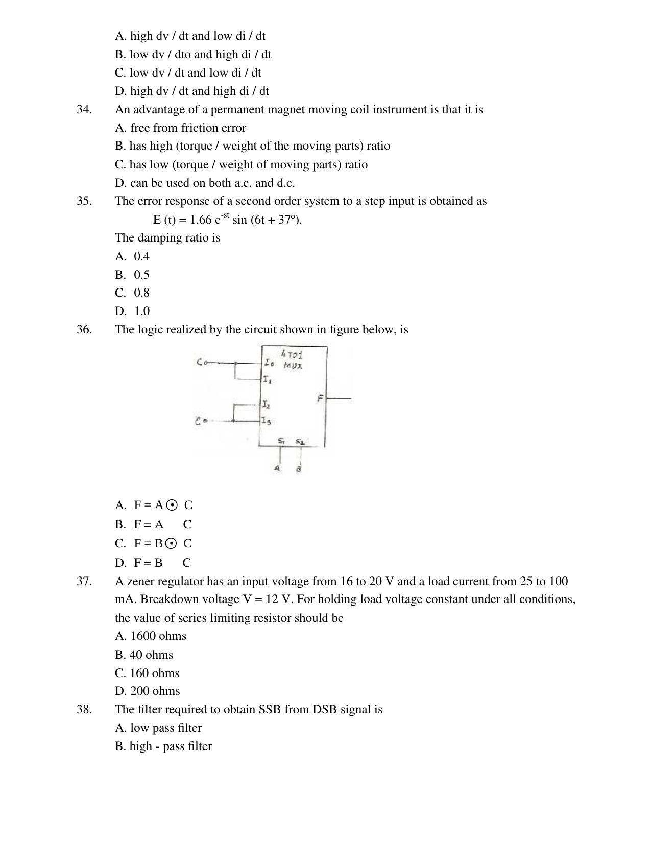 TNPSC Assistant System Engineer Previous Papers Electronics & Communications - Page 8