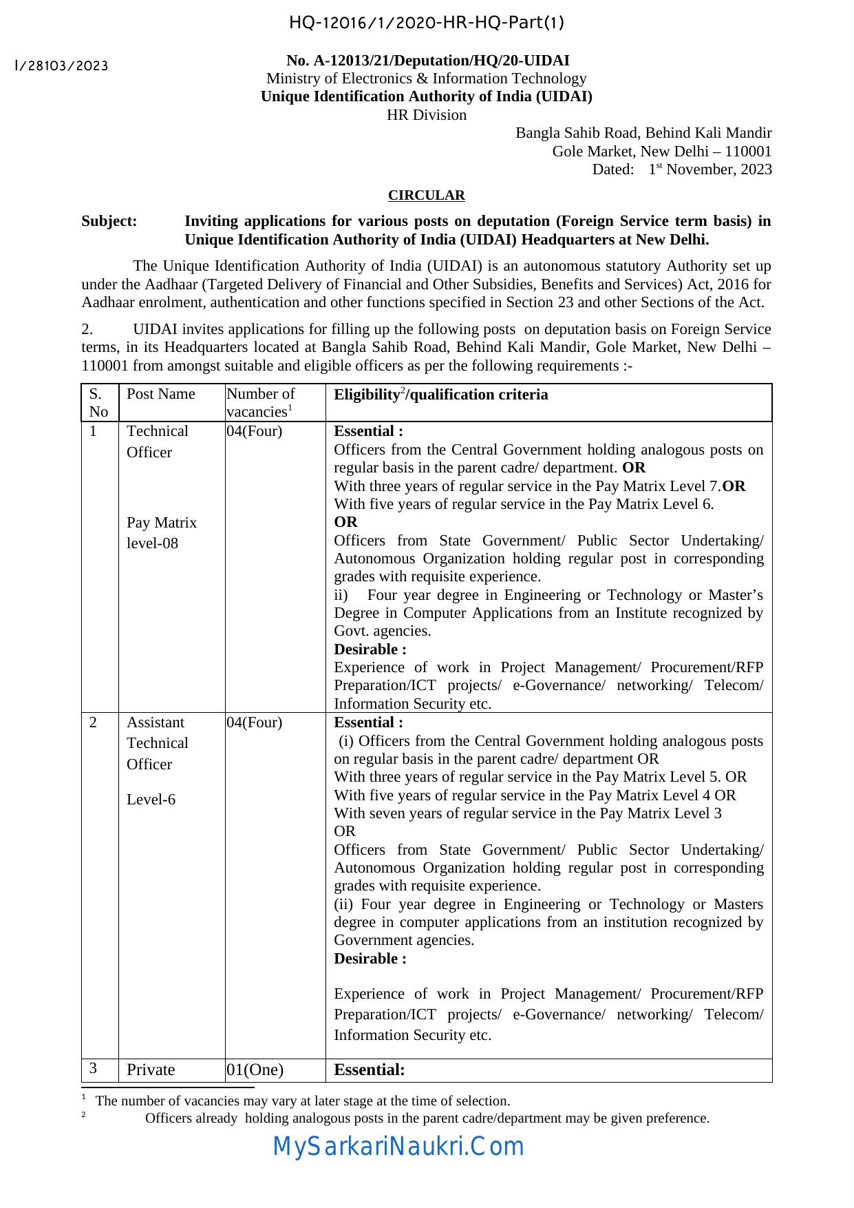 UIDAI Technical Officer and Various Posts Recruitment 2023 - Page 5