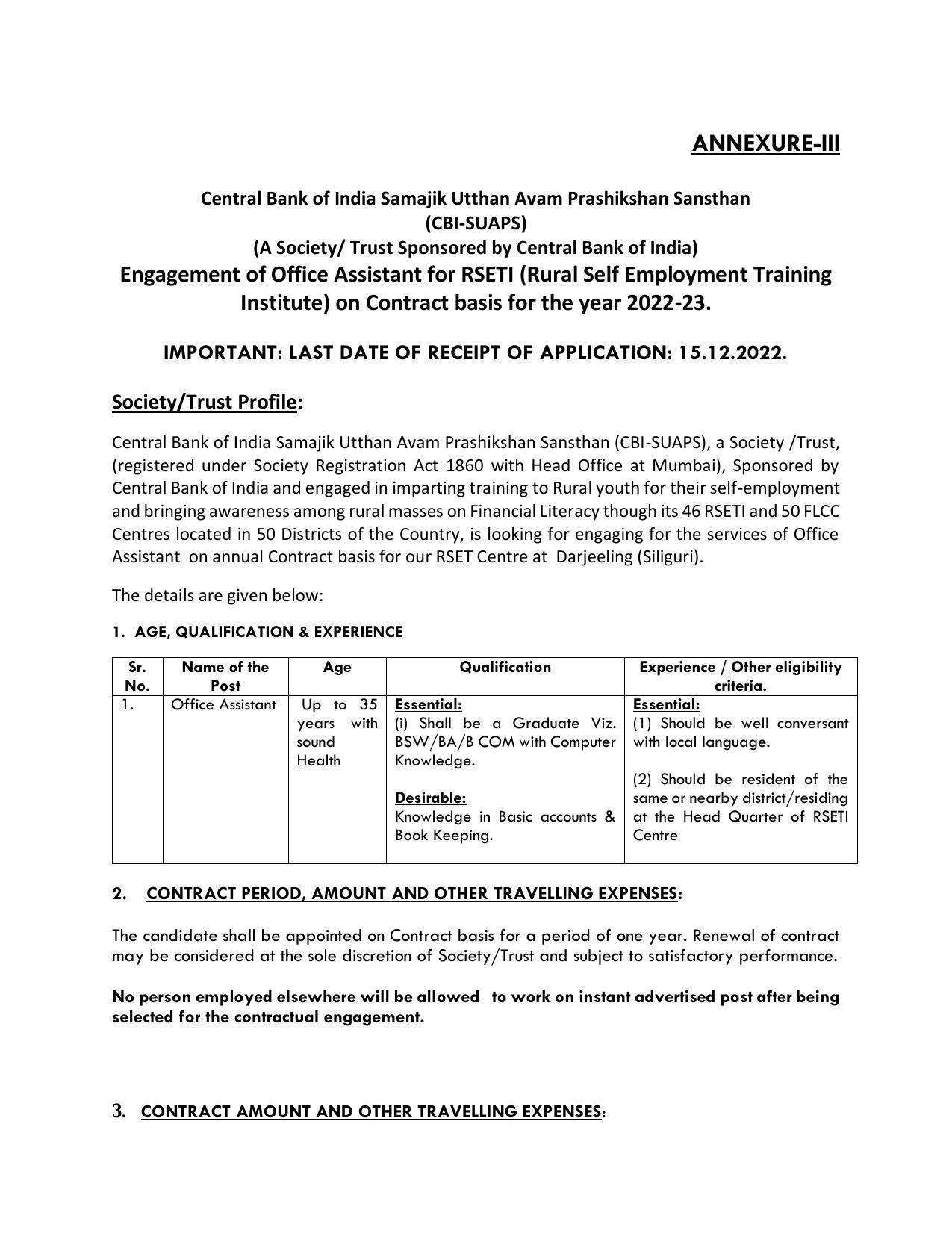 Central Bank of India Invites Application for Office Assistant Recruitment 2022 - Page 3