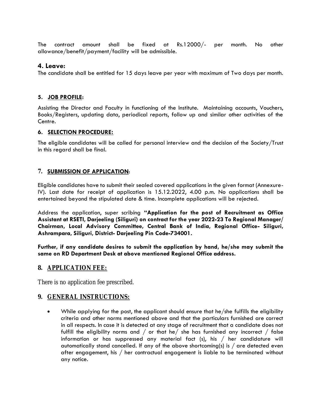 Central Bank of India Invites Application for Office Assistant Recruitment 2022 - Page 1