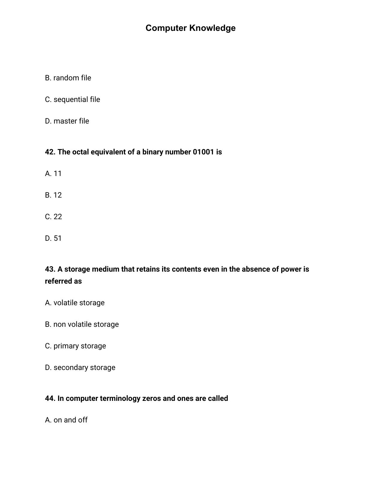 JK Accounts Assistant Previous Question Papers for Knowledge of Computer Applications - Page 13