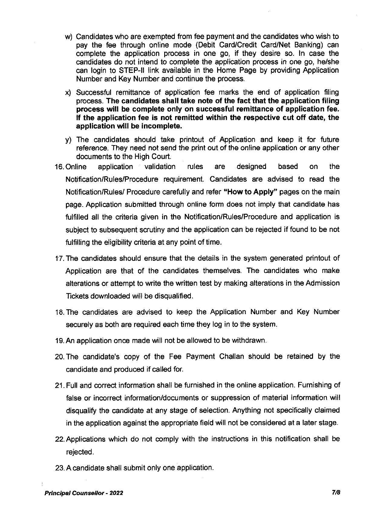 High Court of Kerala Invites Application for 11 Principal Counsellor Recruitment 2022 - Page 7