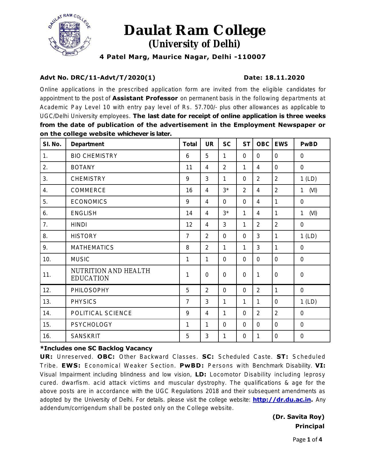 Daulat Ram College Assistant Professor Recruitment 2022 - Page 4