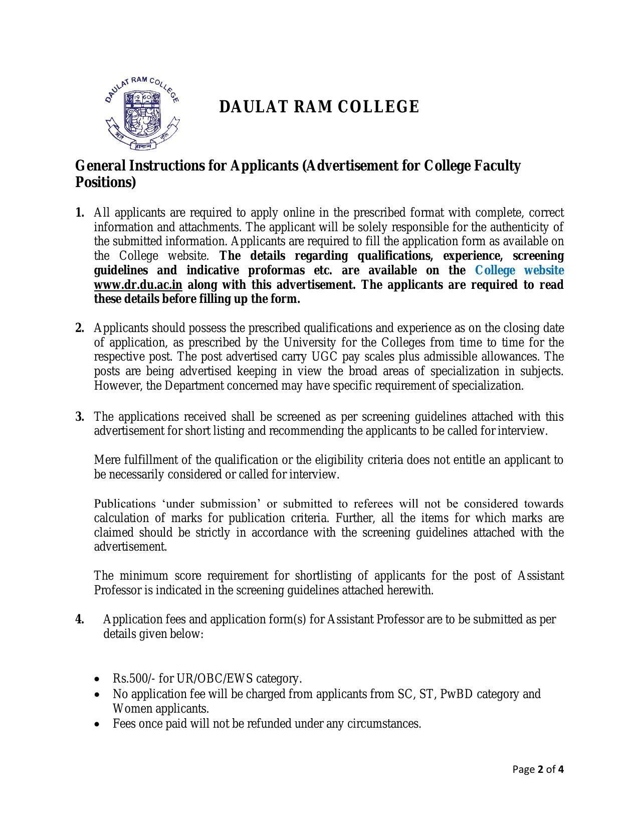 Daulat Ram College Assistant Professor Recruitment 2022 - Page 6