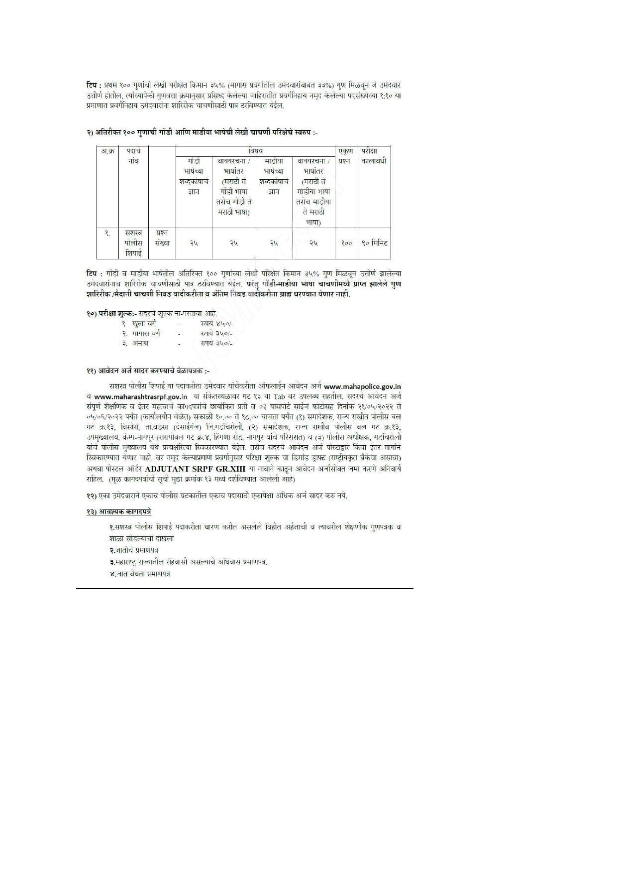 Maharashtra SRPF Invites Application for Armed Police Constable Recruitment 2022 - Page 11