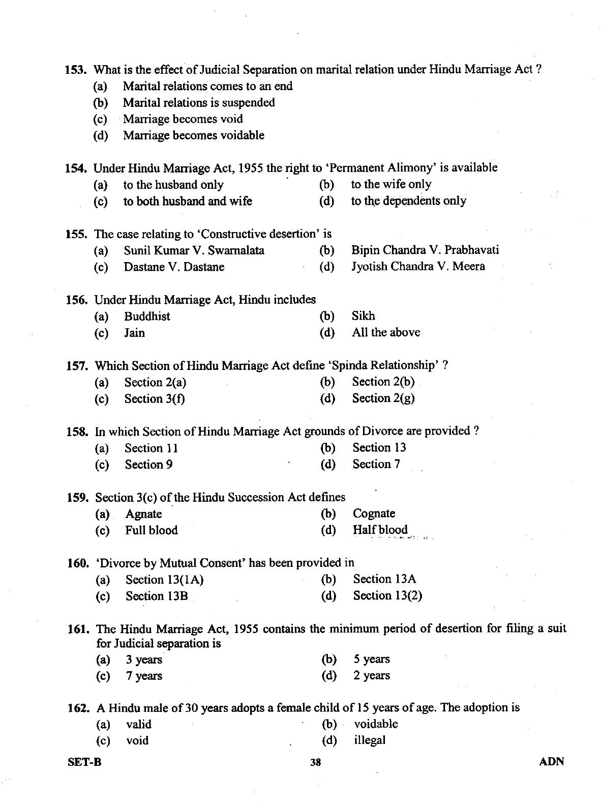 Uttarakhand Judicial Service Civil Judge (Junior Division) Exam-2011 Pre Examination  - Page 38