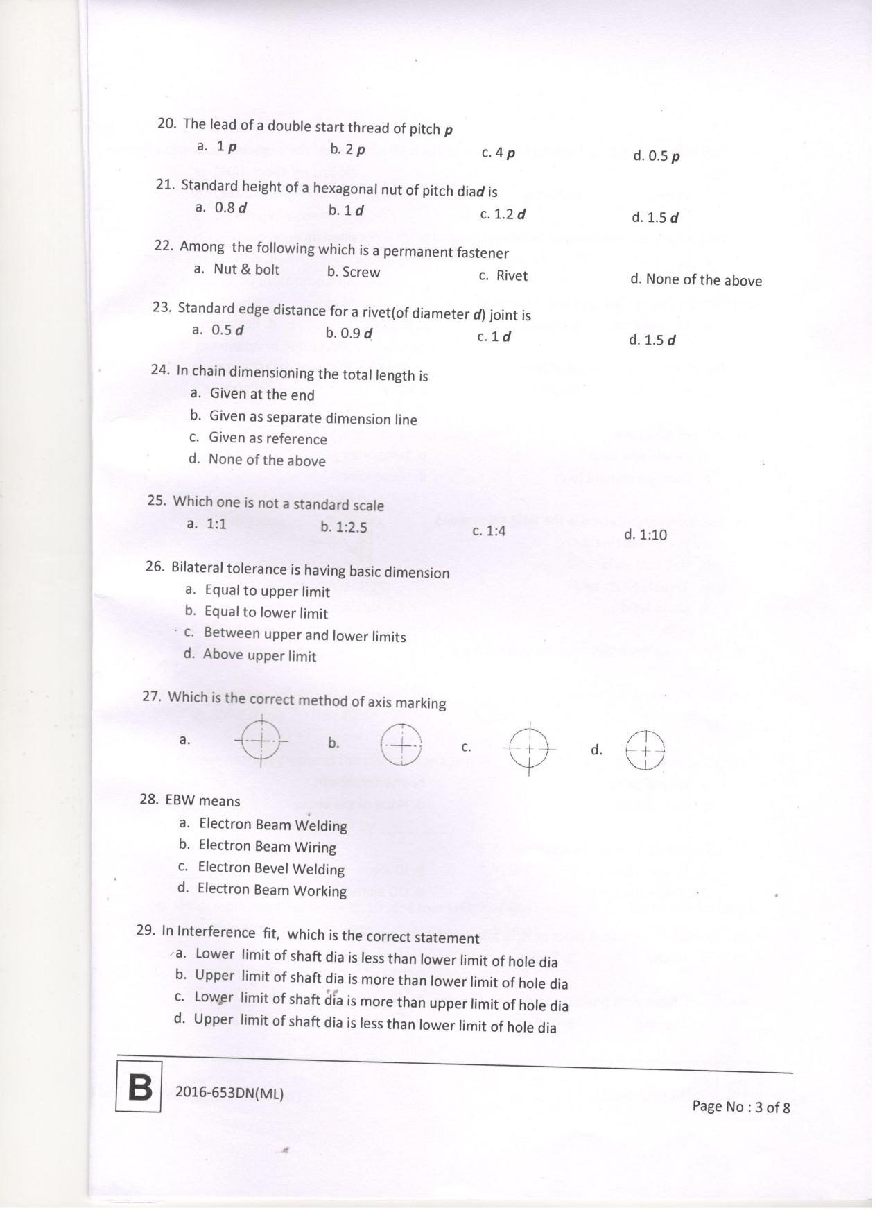 LPSC Draftsman ‘B’ (Mechanical) 2016 Question Paper - Page 5
