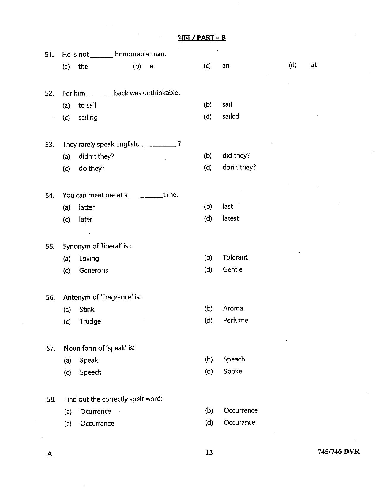 LPSC Driver (LVD/HVD) 2022 Question Paper - Page 12