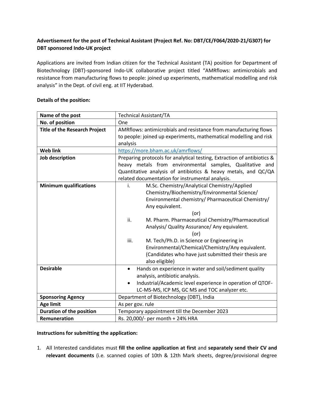 IIT Hyderabad Invites Application for Technical Assistant Recruitment 2022 - Page 2
