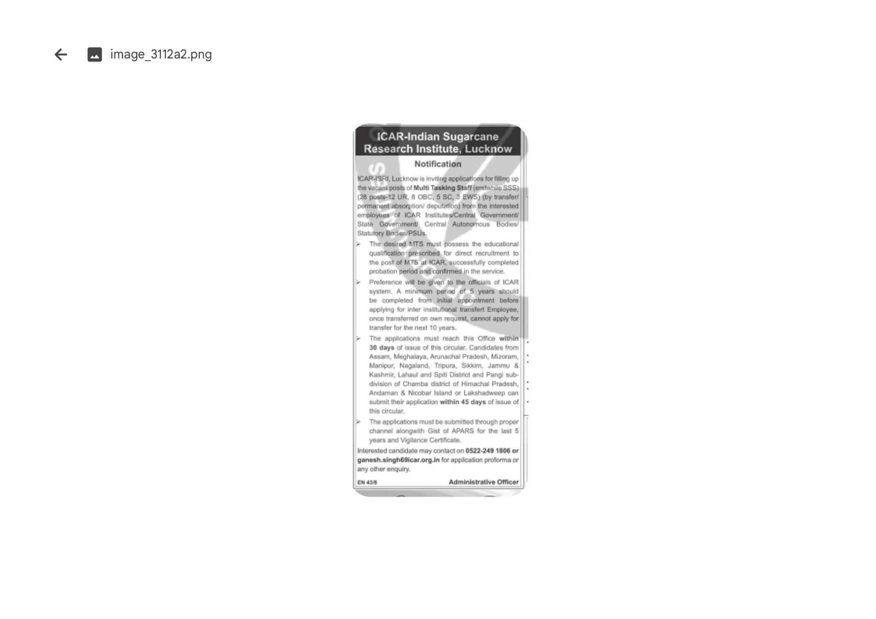 ICAR ISRI Lucknow Multi Tasking Staff Recruitment 2026 – Apply Online for 28 MTS Posts - Page 1