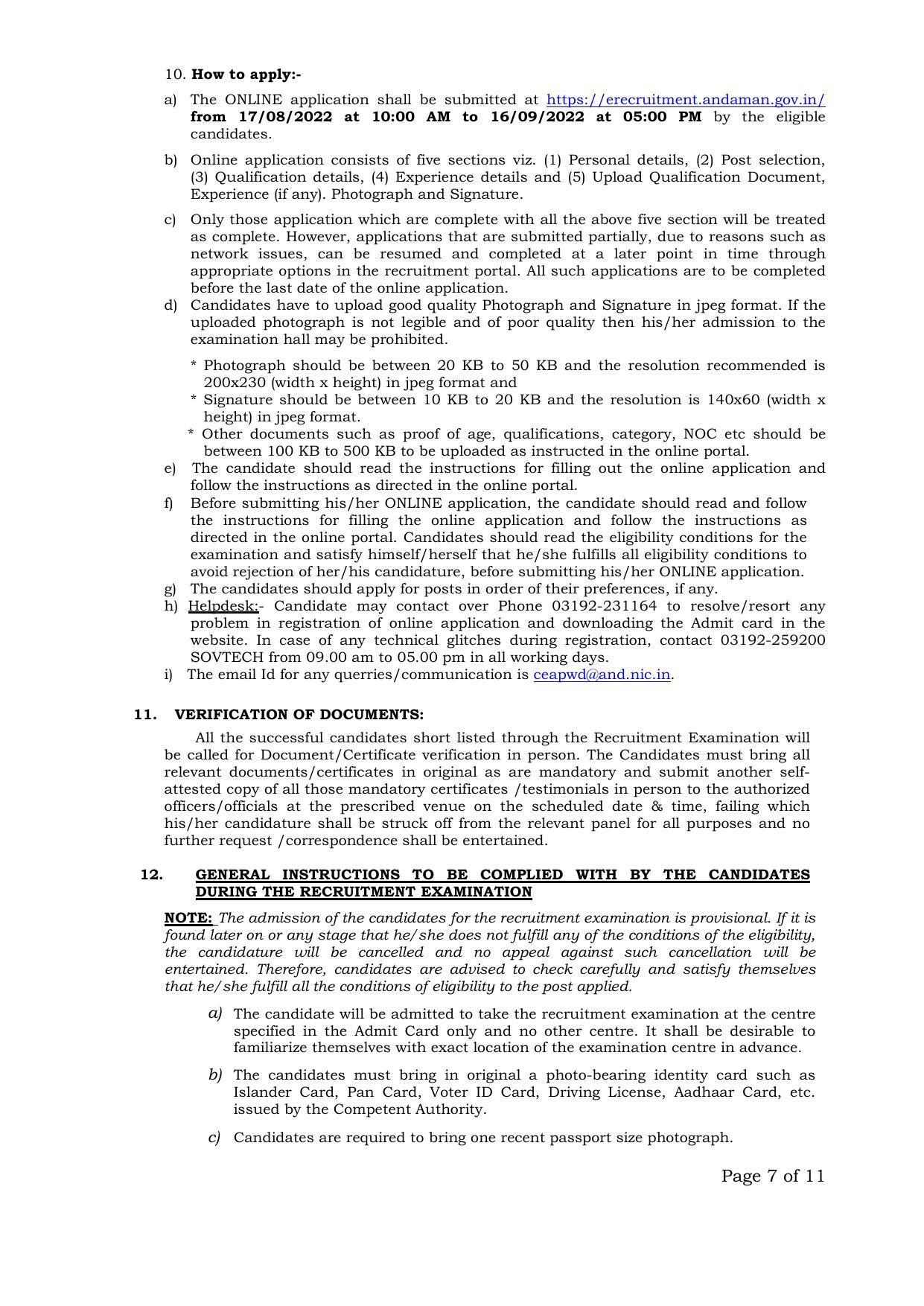 Andaman & Nicobar Administration Recruitment 2022 for 127 Various Vacancies - Page 23