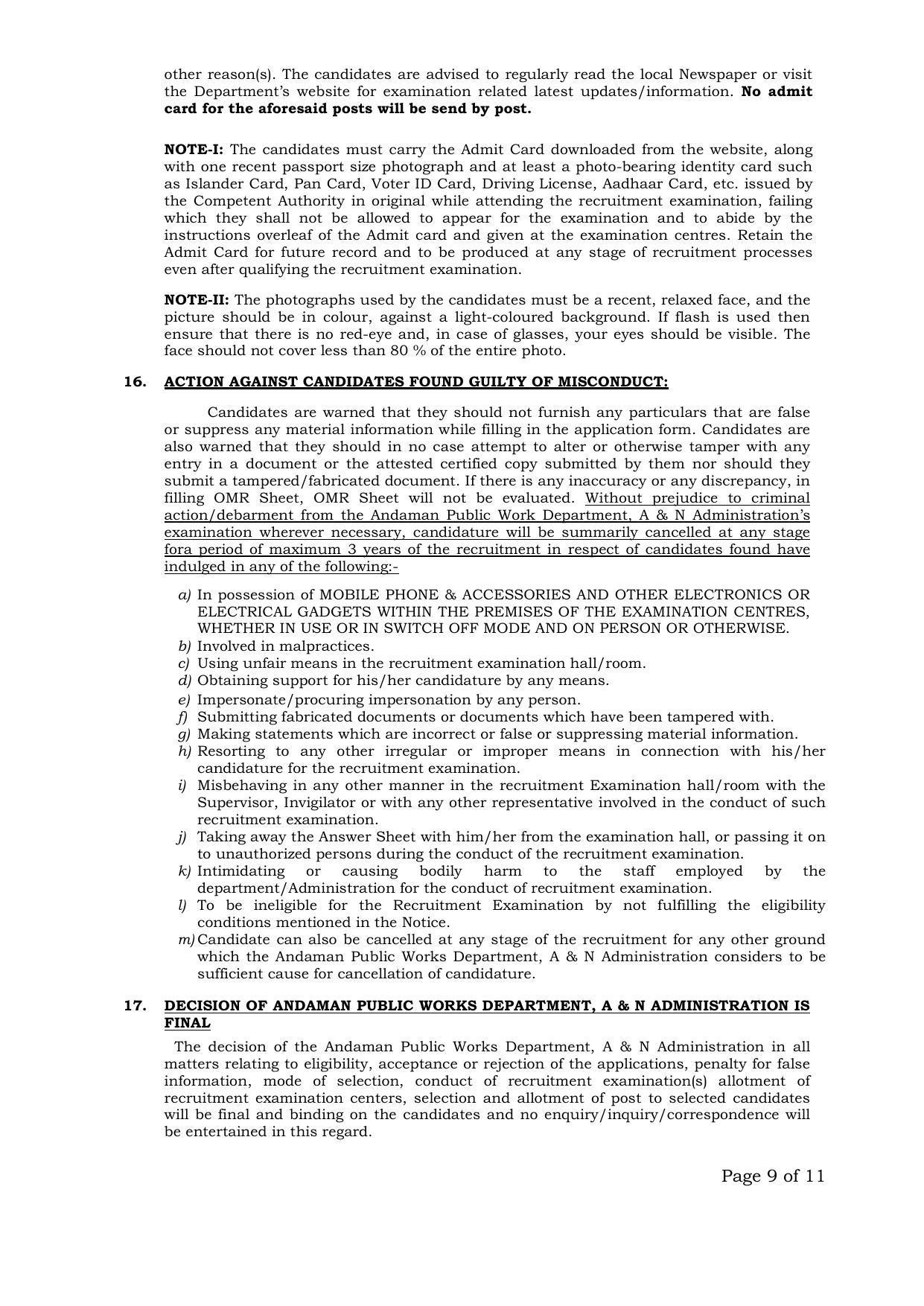Andaman & Nicobar Administration Recruitment 2022 for 127 Various Vacancies - Page 10