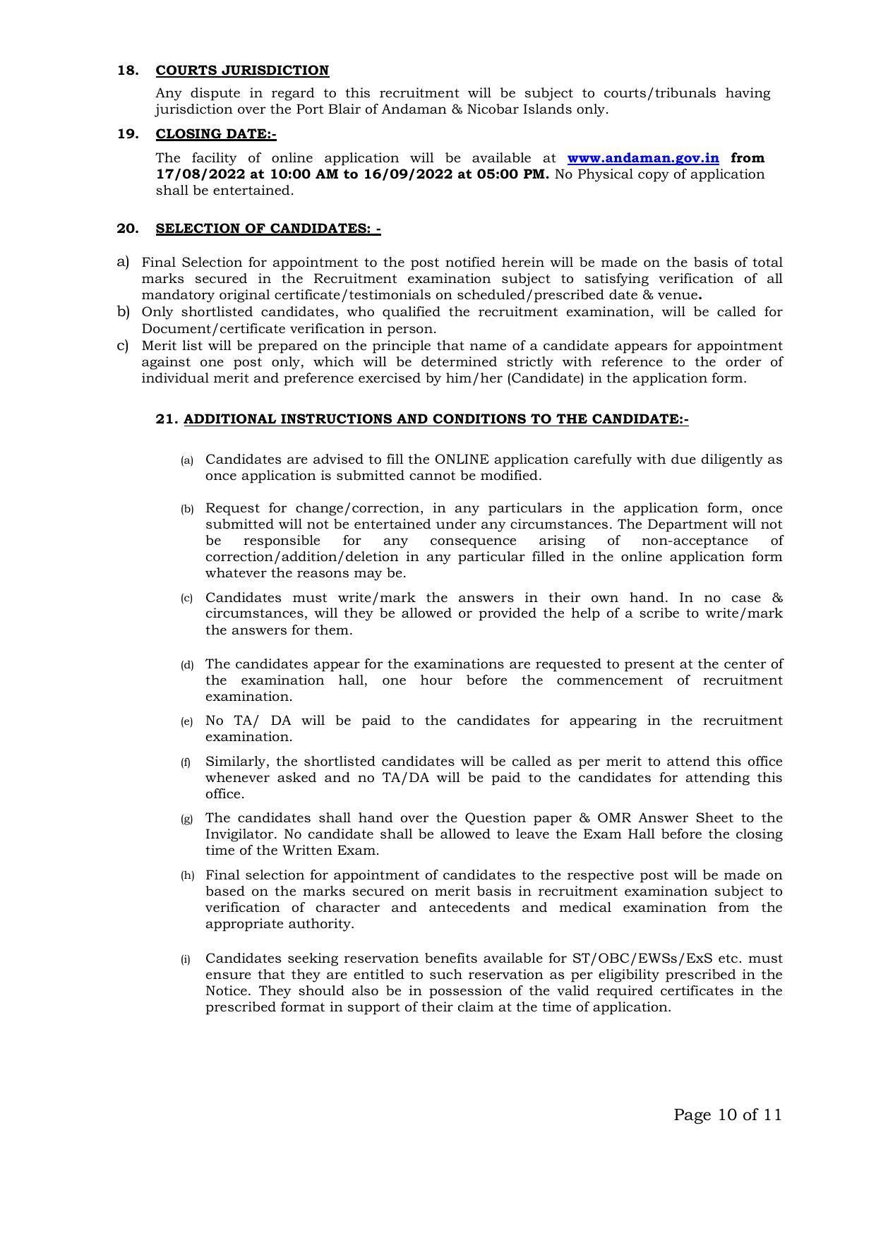 Andaman & Nicobar Administration Recruitment 2022 for 127 Various Vacancies - Page 14