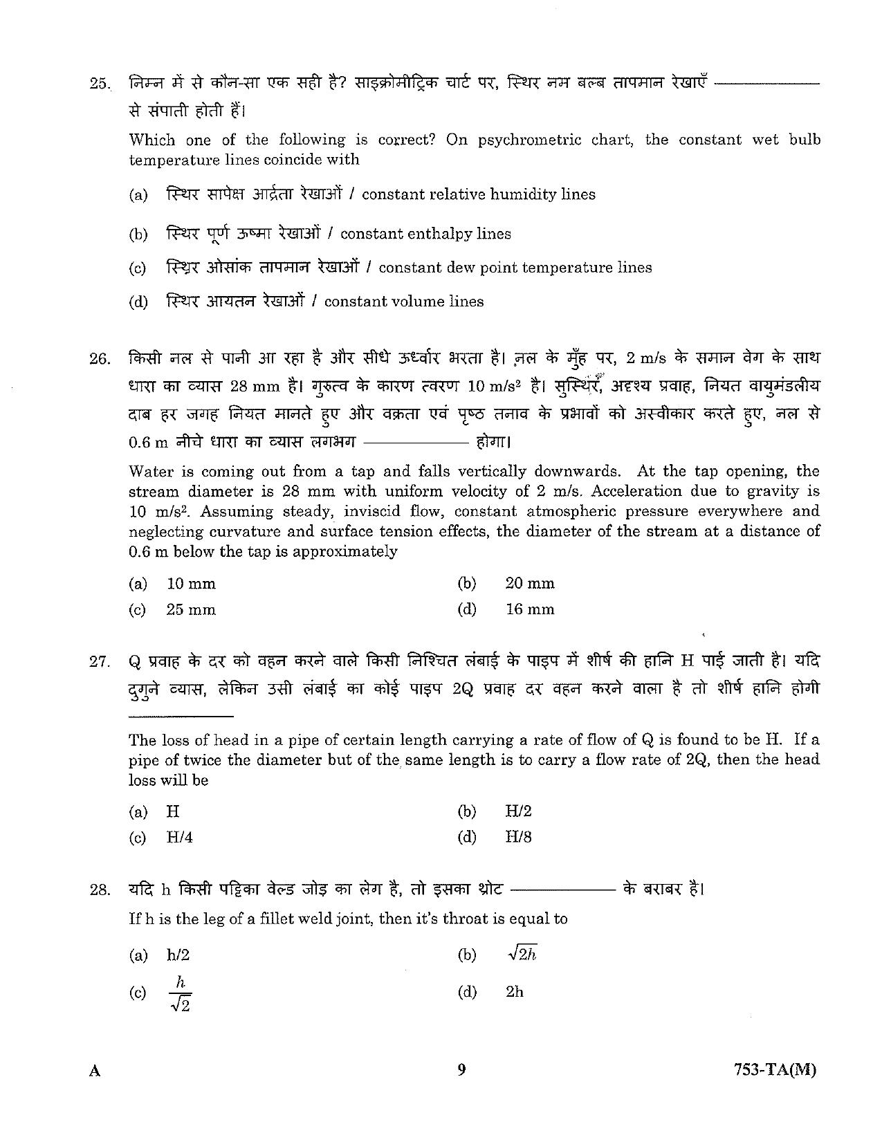 LPSC Technical Assistant (Mechanical) 2023 Question Paper - Page 9