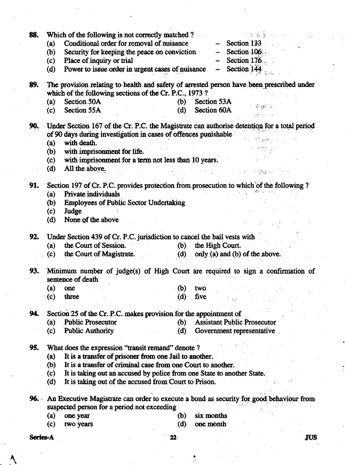 Uttarakhand Judicial Service Civil Judge (Junior Division) Exam-2012 Pre Examination  - Page 22