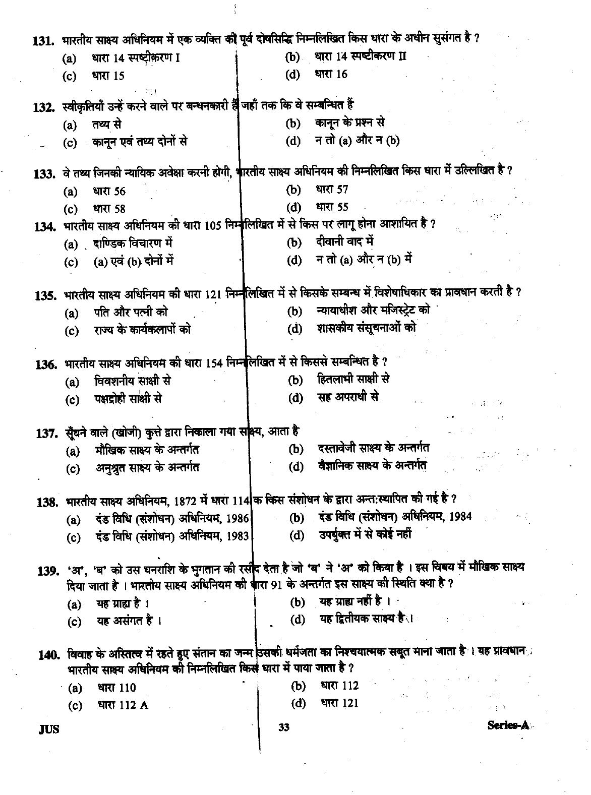 Uttarakhand Judicial Service Civil Judge (Junior Division) Exam-2012 Pre Examination  - Page 33