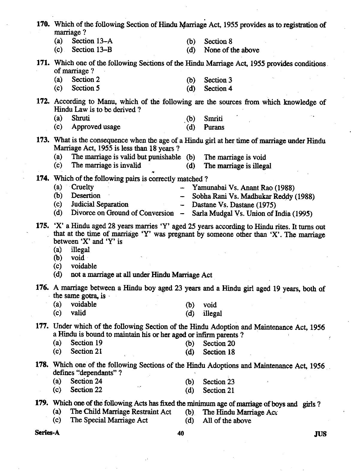 Uttarakhand Judicial Service Civil Judge (Junior Division) Exam-2012 Pre Examination  - Page 40