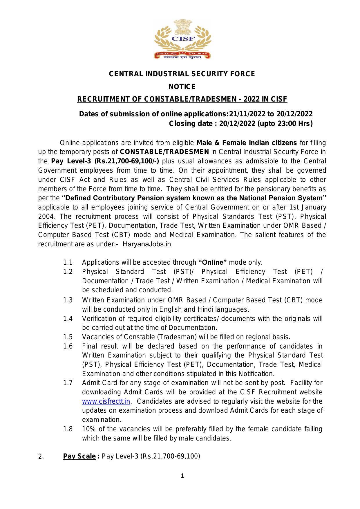 CISF Recruitment 2022 For 787 Constable (Tradesman) - Page 4
