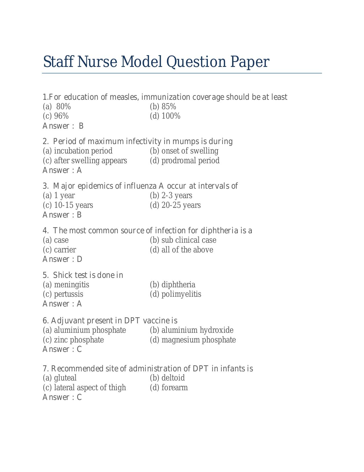 NEIGRIHMS Nursing Officer Previous Papers Concerned Subjects - Page 1