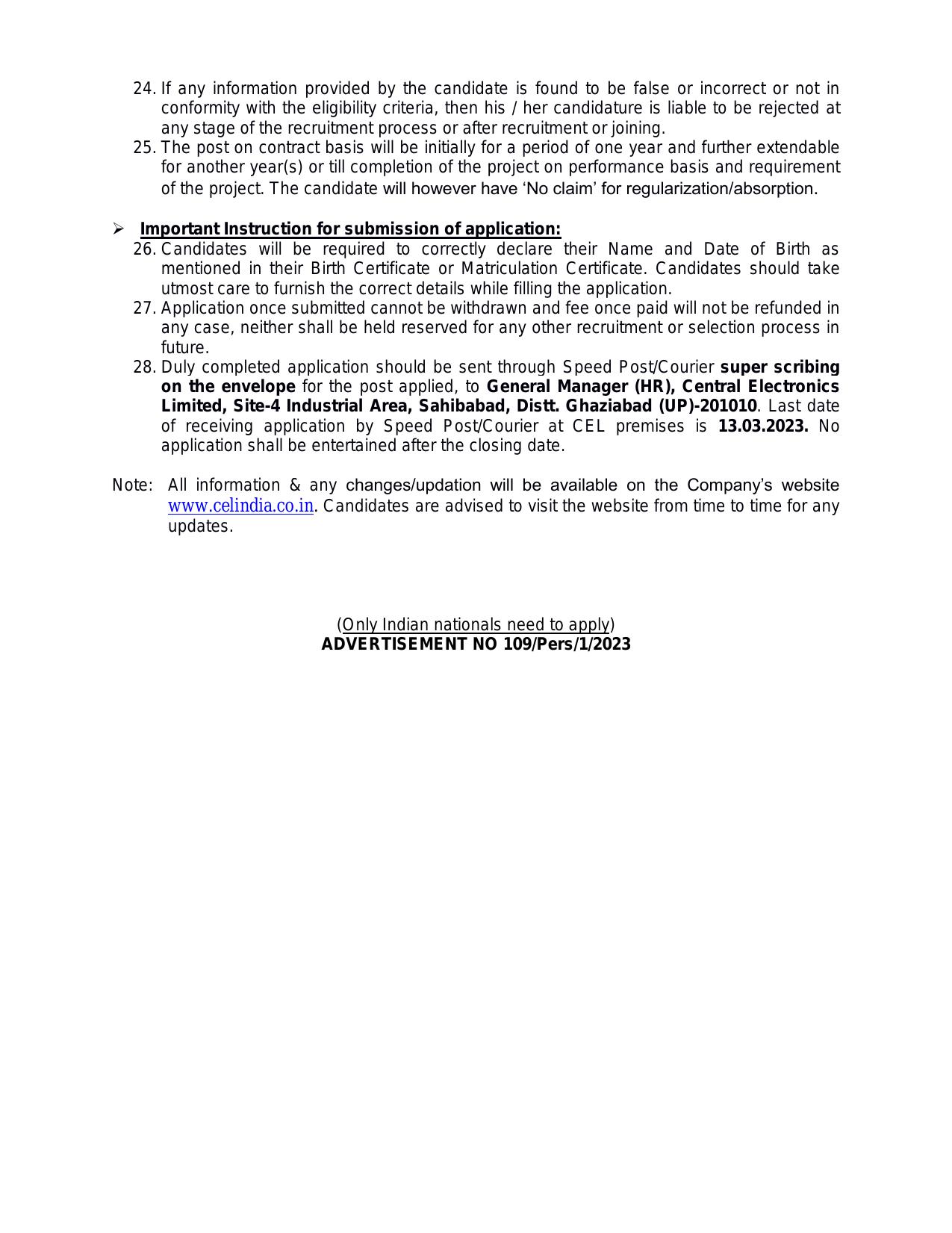 Central Electronics Limited (CEL) Invites Application for 9 Deputy Engineer Or Engineer Trainee Recruitment 2023 - Page 4