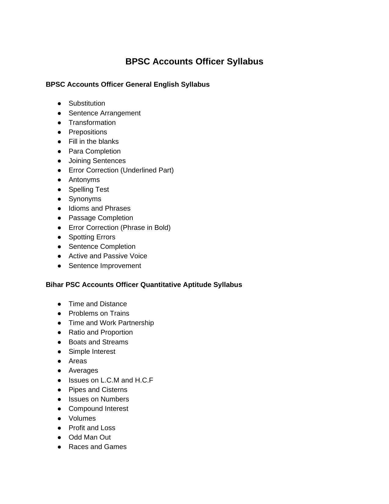 BPSC Assistant Accountant Syllabus  Bihar AA Exam Pattern - Page 3