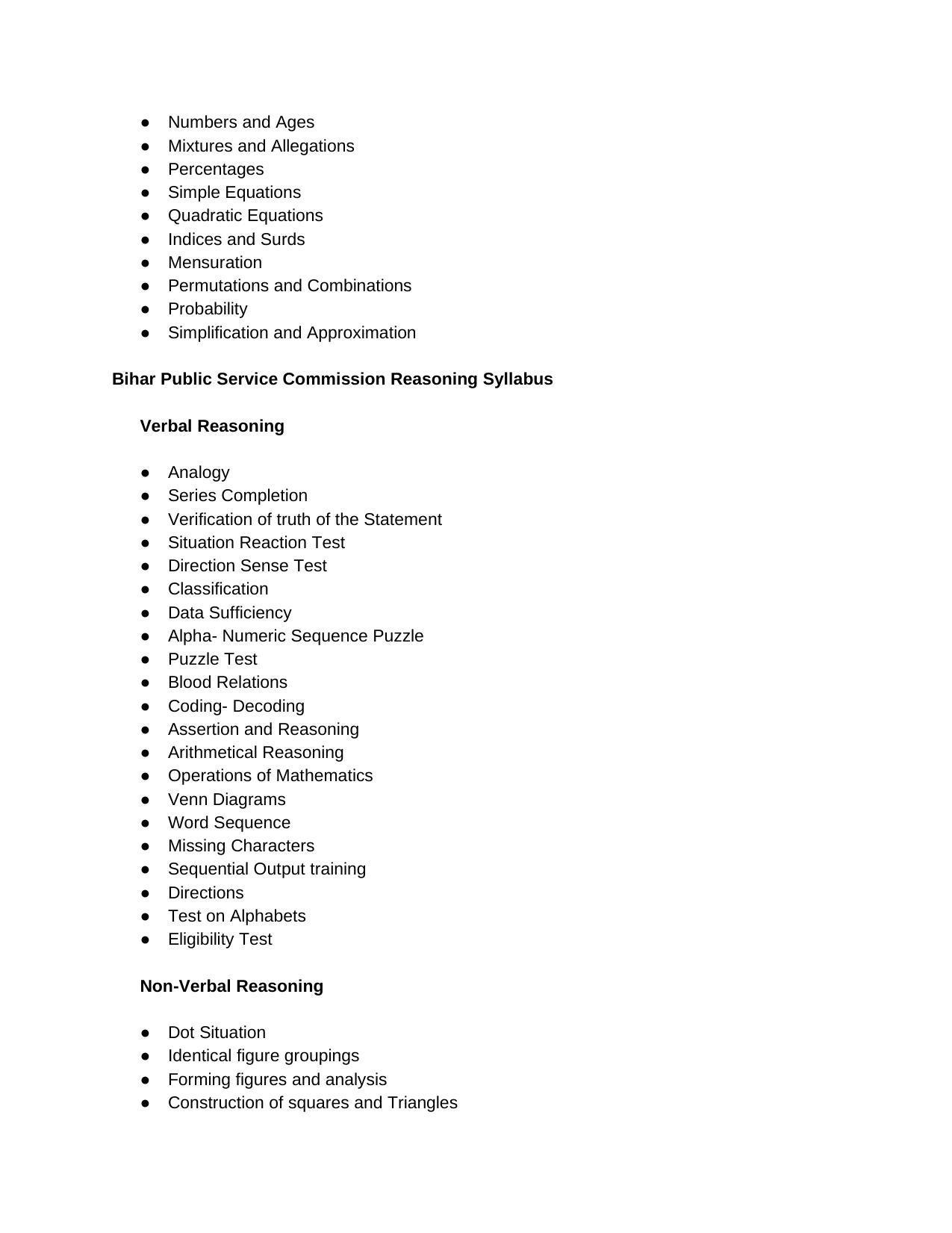 BPSC Assistant Accountant Syllabus  Bihar AA Exam Pattern - Page 1