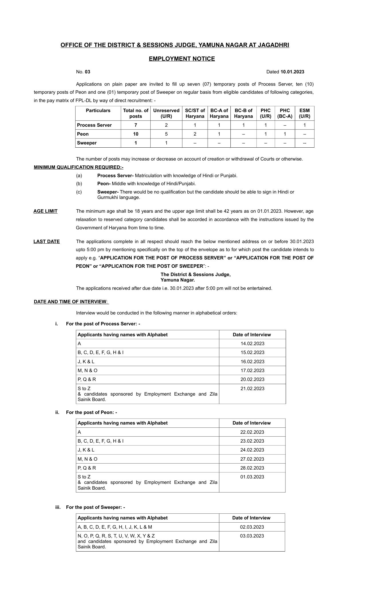District Court Yamunanagar Invites Application for 18 Process Server, Peon, More Vacancies Recruitment 2023 - Page 3