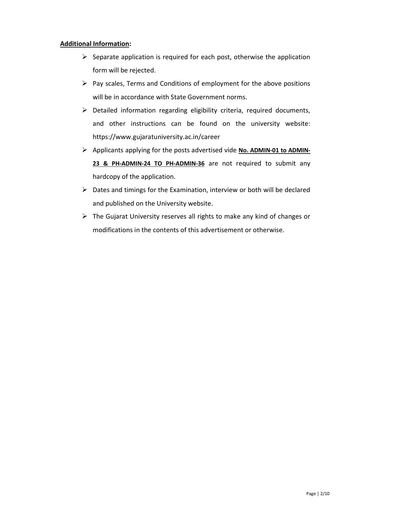 Gujarat University Various Administrative Posts Recruitment 2025 – Vacancy, Apply Online @ www.gujaratuniversity.ac.in - Page 2