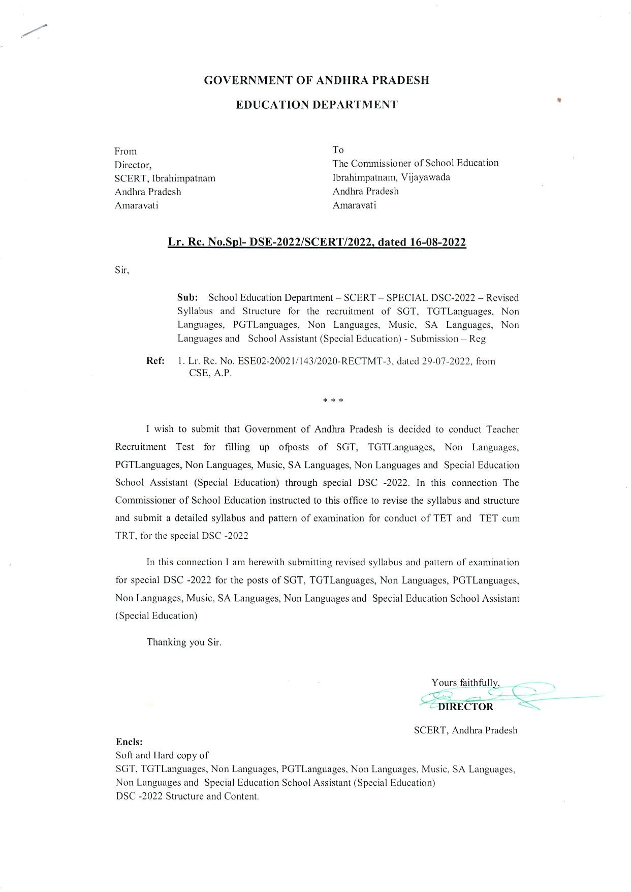 AP DSC SGT, SA, Music (TRT), TGT, PGT, ART Syllabus - Page 1