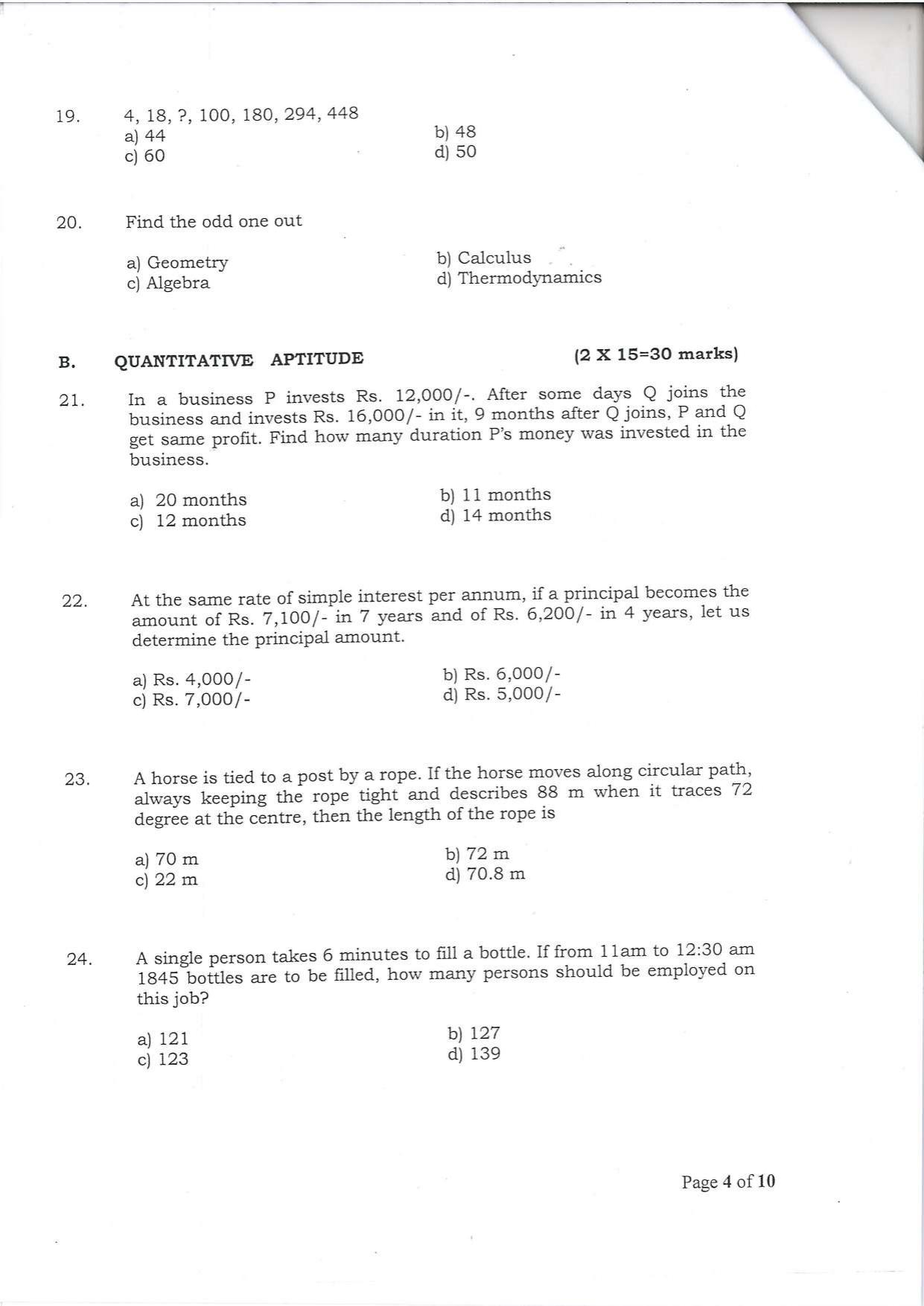 Question Paper of Office Assistant Grade III at BITM, Kolkata and NBSC, Siliguri (Advertisement No. 1/2022) - Page 4