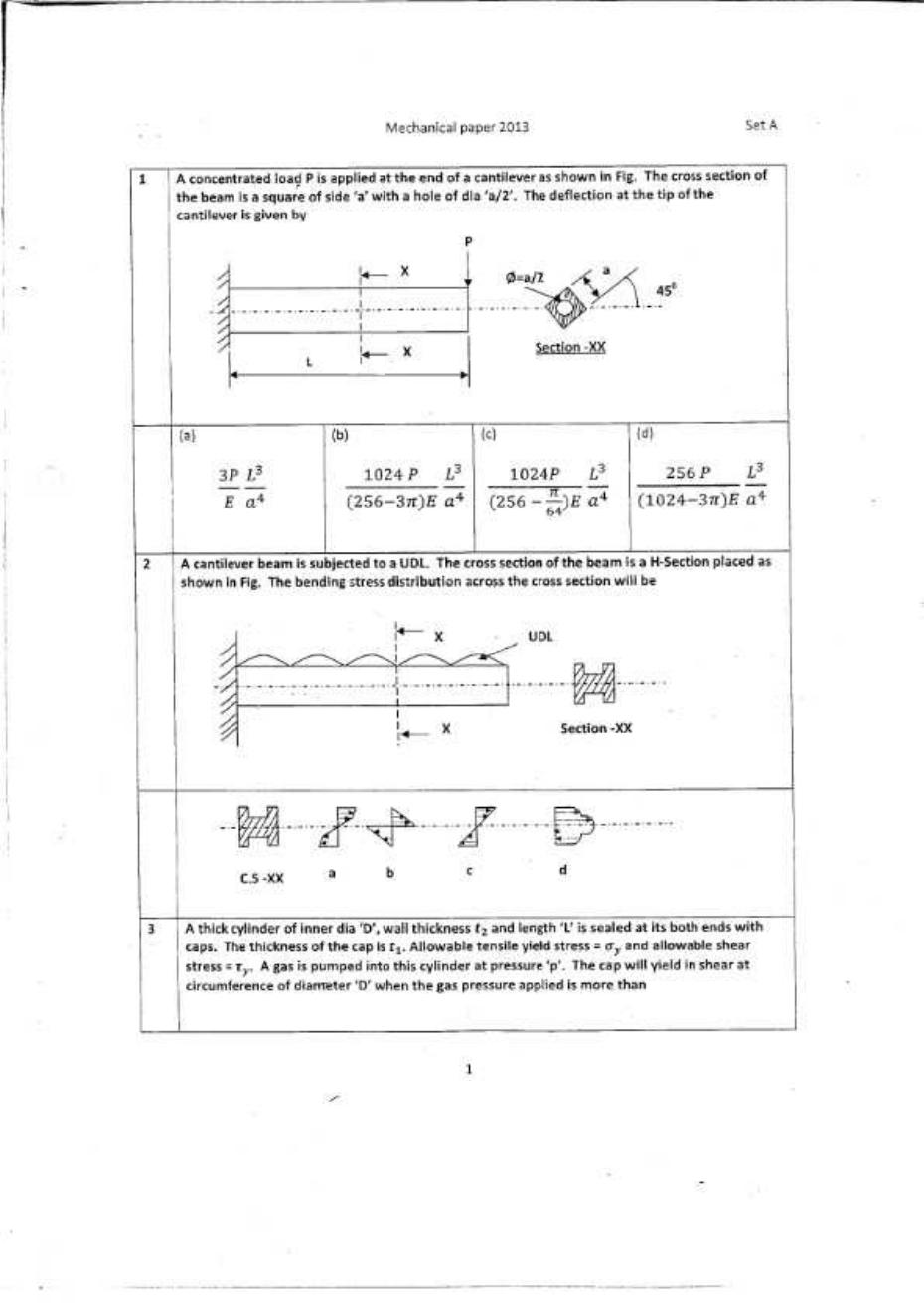 CSPHCL Mechanical Previous Year Question Paper - Page 1