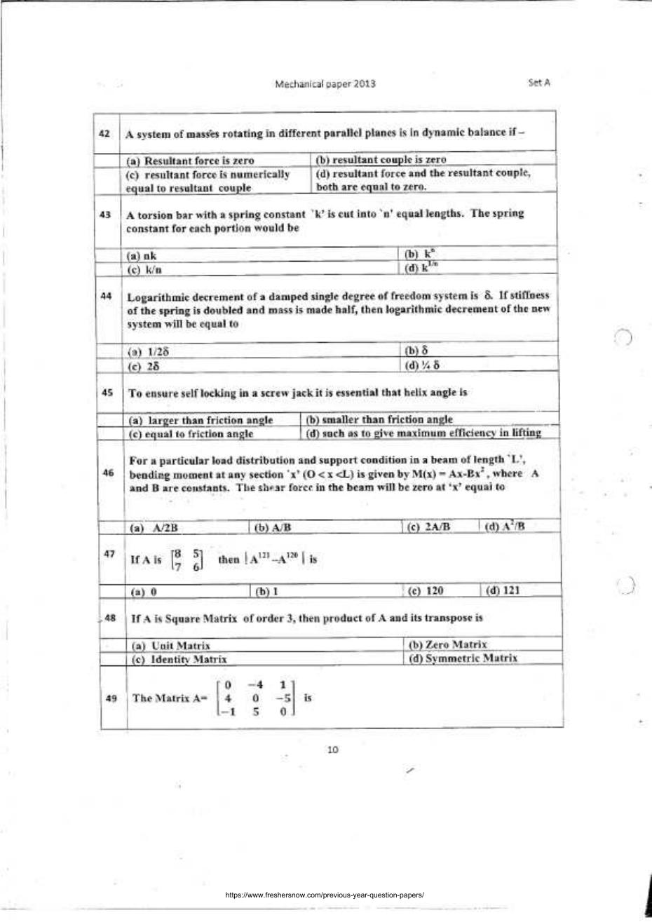CSPHCL Mechanical Previous Year Question Paper - Page 10