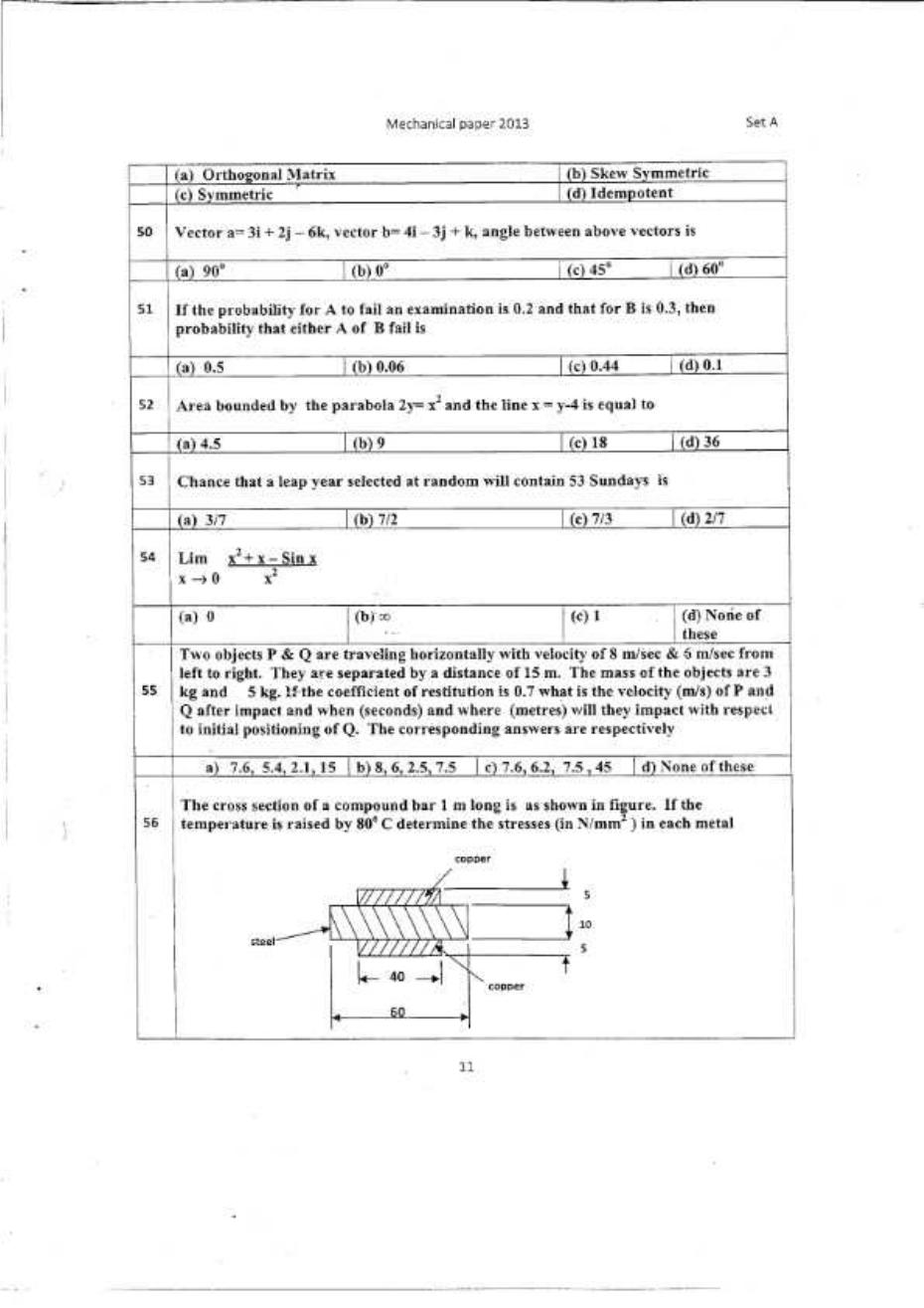 CSPHCL Mechanical Previous Year Question Paper - Page 11