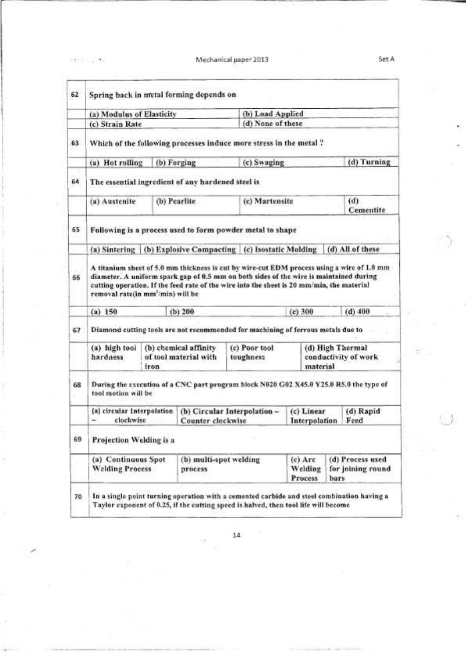 CSPHCL Mechanical Previous Year Question Paper - Page 14